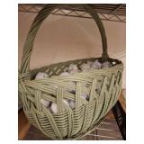 Wicker Basket Filled with Used Golf Balls