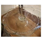 Clear Glass Cake Stand with Floral Etching