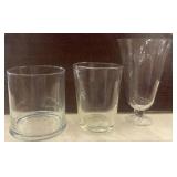 Three Clear Glass Vases