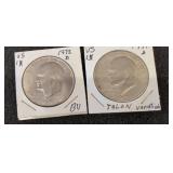 Two Eisenhower Dollars: 1971D and 1972D
