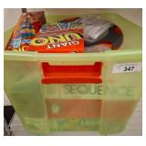 Board and Card Games in Plastic Bin