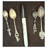 Five Collectible Silver Souvenir Spoons