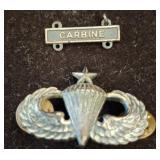 Sterling Parachutist Badge and Carbine Bar