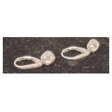 .925 Drop Earrings with Cushion-Cut Halo Accents