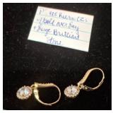 925 Gold Tone Earrings With Clear Stones
