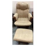 Beige Upholstered Glider Chair with Ottoman
