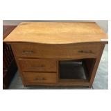 Wooden Dresser With Curved Top and Three Drawers