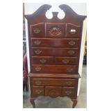 Mahogany Highboy Chest with Brass Hardware