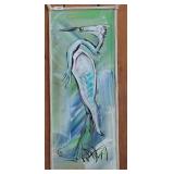 Canvas Painting Depicting a Heron, 20x48