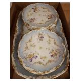 T&V France Porcelain Plates with Floral Design