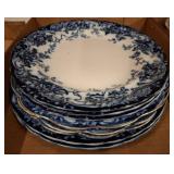 English China Plates with Blue Decorations
