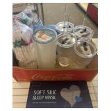 Box Lot: Cat Tape, Cups, and Other Items