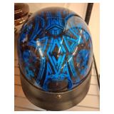 Motorcycle Helmet With Blue Skull Graphics