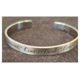 Stainless Steel Cuff Bracelet with Engraved Text
