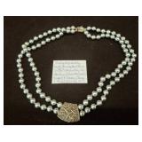 Double Strand Faux Pearl Necklace With Pendant