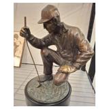 Bronze Finish Sculpture of golfer on Round Base