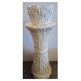 White Ceramic Plant Stand with Matching Planter