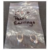 14 k Gold Pearl Hoop Earrings