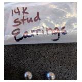 Black Pearl-look Stud Earrings with 14k posts.