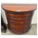 Mahogany Finish Demilune Four-Drawer Chest