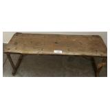 Wooden Bench with Metal Support Legs