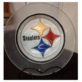 Glass Plate with Steelers Logo and Stand