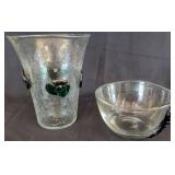 Glass Vase and Bowl with Textured Design