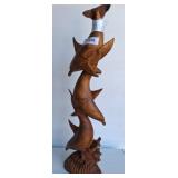 Carved Wood Dolphin Sculpture, 30 Inches Tall