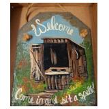 Hand-Painted Slate Welcome Sign with Rope Handle