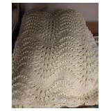 Handmade Cream-Colored Crocheted Blanket