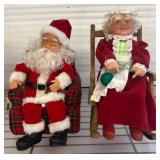 Santa and Mrs. Claus Figures in Holiday Chairs