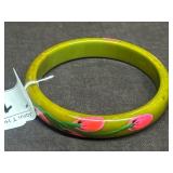 Painted Green Bakelite Bangle Bracelet