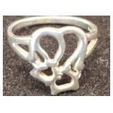 Sterling Silver Cuddling Cats Ring, Size 5.5