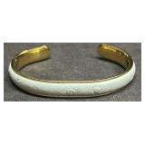 Gold-Plated Cuff with Textured Leather Inlay