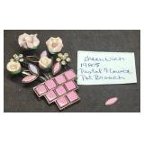 1980s Greenwich Pastel Flower Pot Brooch