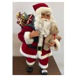 27-Inch Santa Figure with Gifts and Teddy Bear