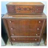 Wooden Chest of Drawers with Upper Compartments