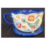 Blue Ceramic Mug With Matching Saucer