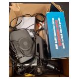 Box With Electronics and Mini Game Console