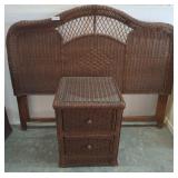 Woven Wicker Headboard and Nightstand Set