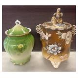 Two Decorative Ceramic Lidded Jars