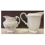 Two Porcelain Pitchers with Decorative Motifs