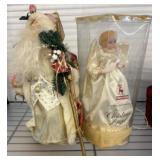 Santa Figurine and Illuminated Porcelain Angel