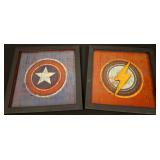 Framed Wooden Panels With Star and Lightning Desig