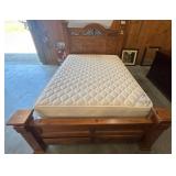 Queen Wood Bed Frame with Storage and Mattress Set