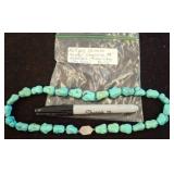 Turquoise Bead Necklace With Silver Clasp