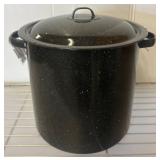 Black Enamel-Steel Steamer Pot with Lid
