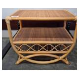 Rattan Two-Tier Side Table With Woven Top