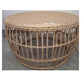 Round Wicker Accent Table, Open Frame Design