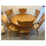 Oak Dining Table With 6 Chairs, 48x30